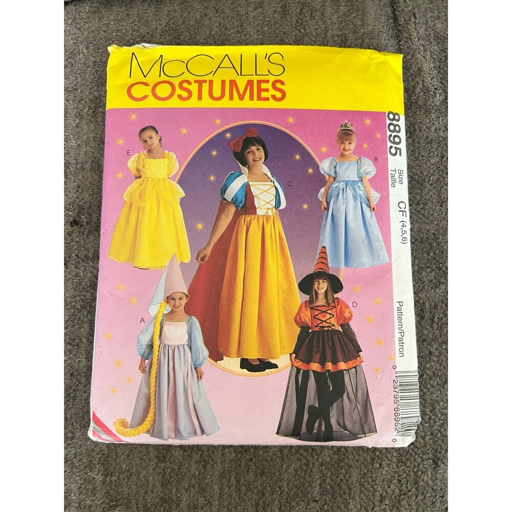 Vintage McCall's 8895 Girls Princess Witch Costume Pattern CF 4-6 UNCUT